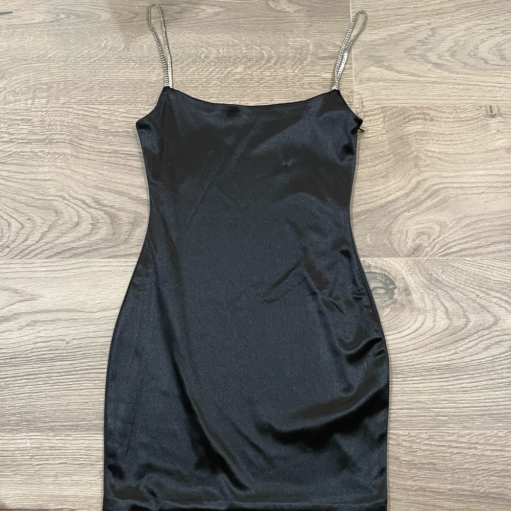 Black Rhinestone strap mini dress